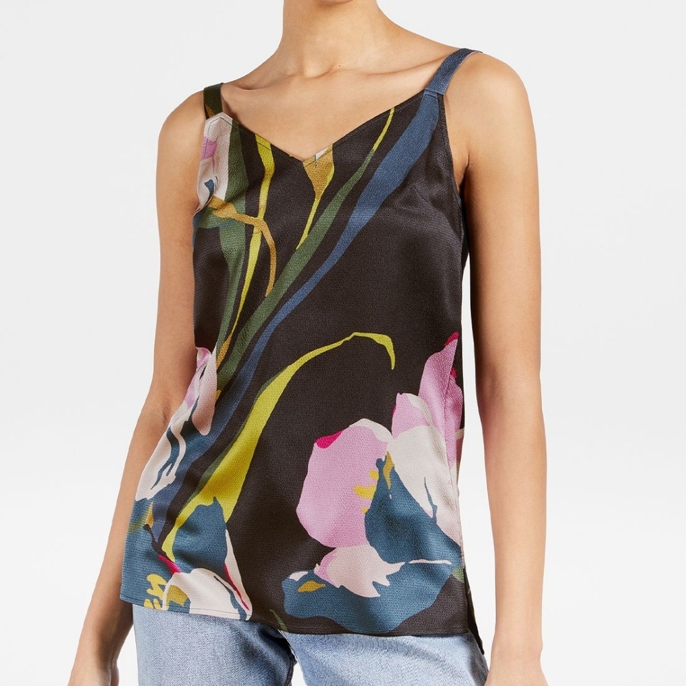 Ted Baker Black Baylor Floral Print Cami Top Size 5
